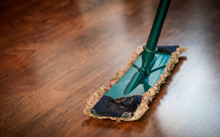 Mop on a polished hardwood floor